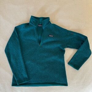 Women’s Patagonia Teal 1/4 Zip half zip sweater sz L